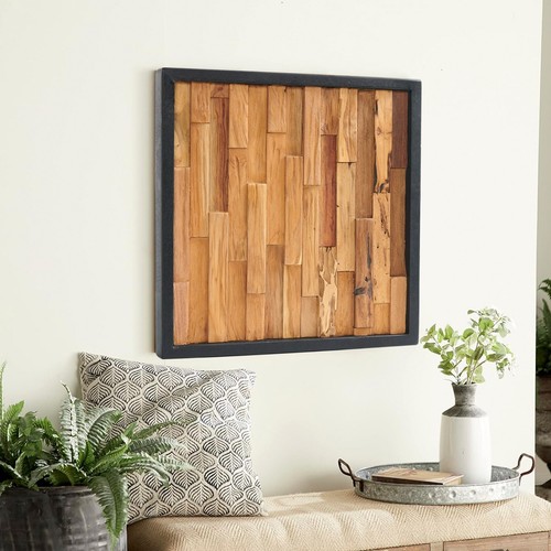 Rustic teak wood wall - teak, 17"