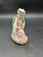 Ancien gros santon Roi Mage crèche Jésus Noël signé 