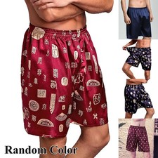 Hommes Imprimé Pyjama Satin Soie Boxer Short Pyjama Cauchemar Pantalon