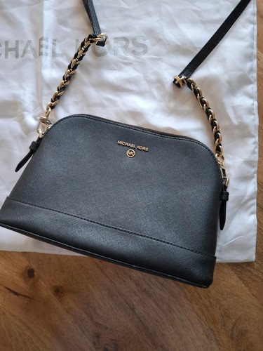 Sac main cuir noir chaîne - cuir,