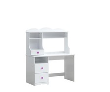Bureau D'Écriture En Bois Blanc De 47" Avec Deux Tiroirs