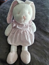 Doudou Lapin Robe Rayures Roses Zara 38 Cm