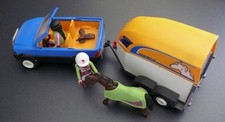 Playmobil Voiture + Van + 2 personnages + cheval de course + selle