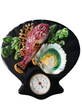 Décoration Thermomètre Vintage Barbotine en Trompe-l'oeil Vallauris, Poisson