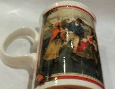 Dunoon Glad Tidings Santa Mug NEW Stoneware Scotland Ice Skating Dancing Dolls