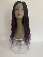 HM01 perruque tressée longue noire violet fait main long afro braid wig hand