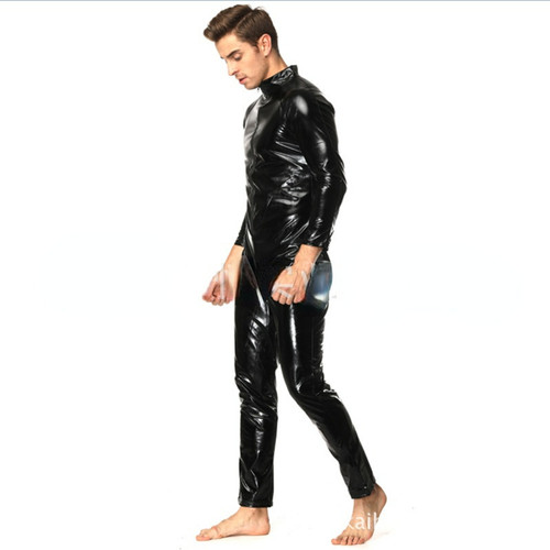 Noir hommes body simili cuir - noir,
