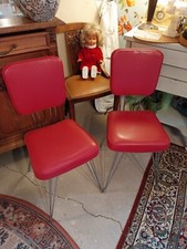 Chaises rouges années 50 /60 SIF pieds Eiffel métal déco vintage.
