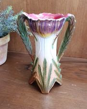 Ancien Vase En Barbotine