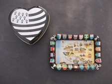 Bretagne très jolie boite coeur + plateau touristique 1970 Breton Quimper Rennes