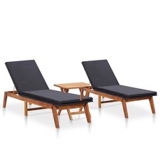 Lot de 2 Chaises Longues Table