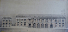 DESSIN ANCIEN XIXème ARCHITECTURE PROJET D'ELEVATION D'UNE FACADE 84 X 43 cm
