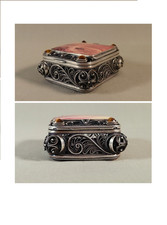 Travail Russe XIXe, Coffret Orfèvrerie, Filigrane d'Argent & Peinture sur émail