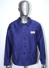 French Vintage 1960s Blue Moleskin Work Chore Jacket Size L Made in France