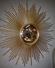 Miroir soleil en métal doré oeil de sorcière Diam 93 cm