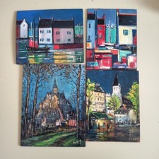 LOT 4 PEINTURES SUR PANNEAU