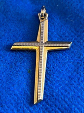 VINTAGE ANCIEN Médaille Breloque Pendentif Religieux Croix Jésus Crucifix Dorée