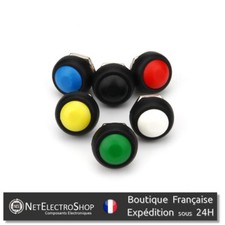 6x Boutons Poussoirs Momentanés - Etanches - 12mm - PBS-33B - 6 couleurs