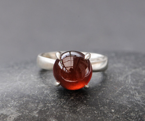 Bague grenat hessonite - , rouge