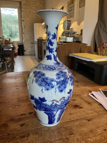 Vase porcelaine bleu blanc - porcelaine,