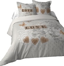 Parure Housse de couette et ses 2 taies 260 x 240 cm 100 % coton Clemence Neuve