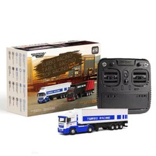 Mini Camion électrique télécommandé 1/76ème RC Semi-Remorque Blanc et Bleu