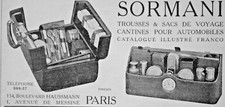 PUBLICITÉ DE PRESSE 1913 SORMANI CANTINE AUTO TROUSSES & SACS DE VOYAGE