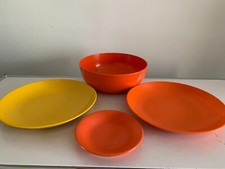 BOL GRAND FORMAT SALADIER + 2 ASSIETTES MELAMINE MIFLEX - VINTAGE ORANGE