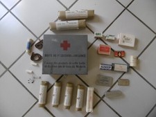 BOITE 1° SECOUR D'URGENCE -NOMBREUX MEDICAMENT -CAISSE METALLIQUE - ANNEES 50/70