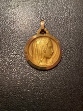 Rare Médaille Religieuse Ancienne St Vierge French Antique Fix Plaqué Or