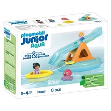 PLAYMOBIL Junior 71687 Ilôt avec toboggan aquatique, Jouet pour le bain, Des ...