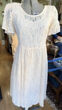 Vintage 70s Boho Chantilly Robe en Dentelle Clair Rose Chair Taille S US