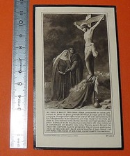 CHROMO 1926 IMAGE PIEUSE CATHOLICISME HOLY CARD CARTE DECES PRIERE CRUCIFIX 