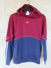 Sweat à capuche ADIDAS rétro vintage marine bordeaux Trefoil sport S