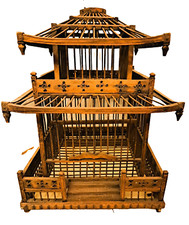 Meuble Cage Style Pagode Chinoise Bois Exotique  long 26 prof  26 haut 35 cm