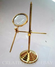 Ancienne loupe de table en laiton - objet cadeau pour lentille sur pied...