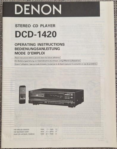 Denon dcd 1420 notice - denon,
