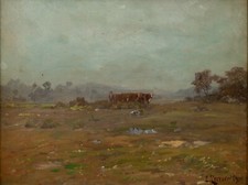 Tableau ancien, huile sur panneau signée Clovis Terraire, début XXe, encadré