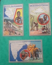 Lot de 3 cartes publicité Cirage Lion Noir, Colonies Françaises