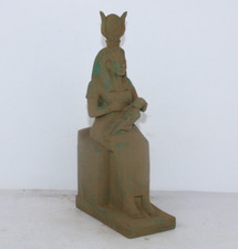 RARE ANCIENNE STATUE PHARAONIQUE EGYPTIENNE ANTIQUE ISIS infirmière Horus (BS)