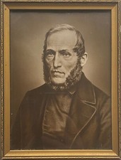 Cadre Antique Bois Vintage or Vieilli Photo Portrait Homme Barbe Art Nouveau