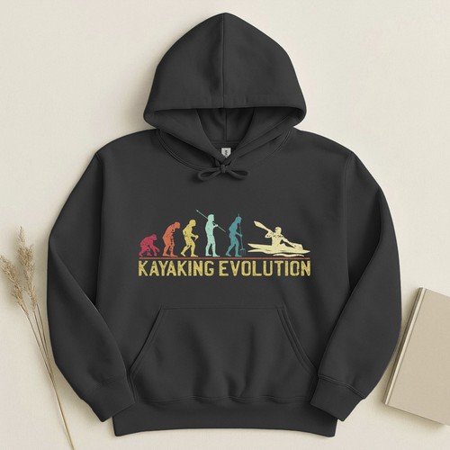 Kayaking evolution hoodie - kayaking,