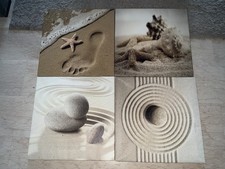 TABLEAU ZEN PLAGE SABLE MÉDITATION 40 x 40, CHOIX PARMI 4