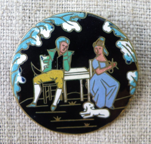 Broche ancienne émaillée - broche,