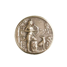 Bouton ancien - Diane Chasseresse - A. Bargas - 27 mm - Picture button