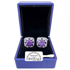 Gemelli Chemise Homme Femme Avec Cristaux Zirconium Cérémonie Mariage Violet S6