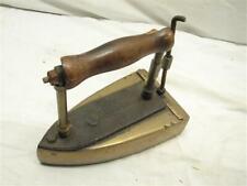 Antique Brass Slug Box Sad Iron Kitchen Tool Pod Wood Handle