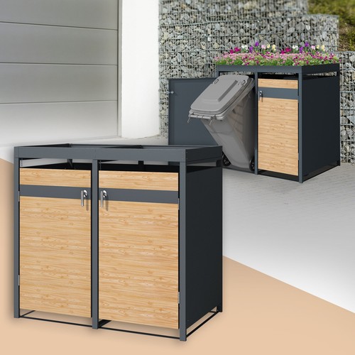 Cache poubelle double - cache-poubelle,
