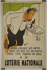 Guérin R. Loterie Nationale Circa 1950 Affiche Originale Économie