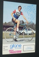 CARTE CYCLISME TOUR FRANCE 1973 CYCLES GITANE FRIGECREME FRANCIS CAMPANER 